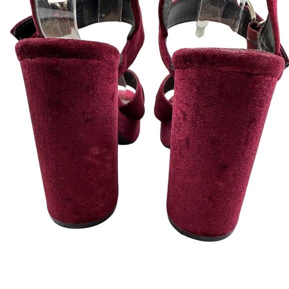 Mossimo Vintage Velvet  Strappy Goth Platform Block Heels Women's Size 8 - Picture 3 of 9